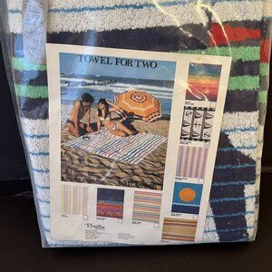 Vintage Brastex Beach Towel For Two Sails Anchor 80s or 90s New Old Stock 5x6 Ft